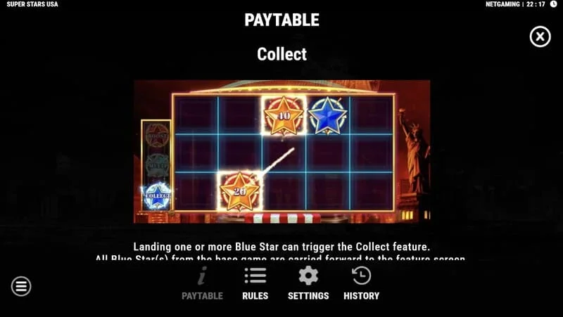 Super Stars USA - aktiviranje funkcije Collect