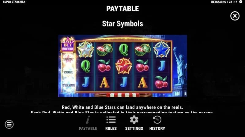 Super Stars USA - simboli zvijezda u Hold & Win